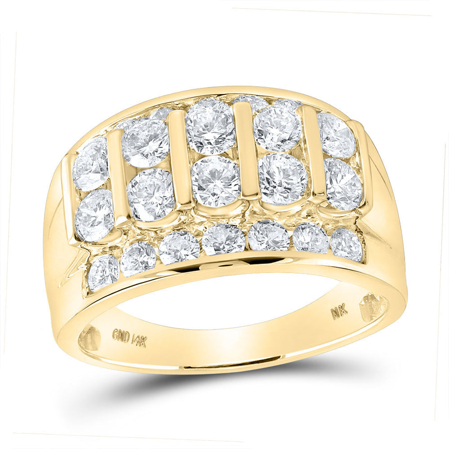 14kt Yellow Gold Mens Round Diamond Channel-set Band Ring 3 Cttw