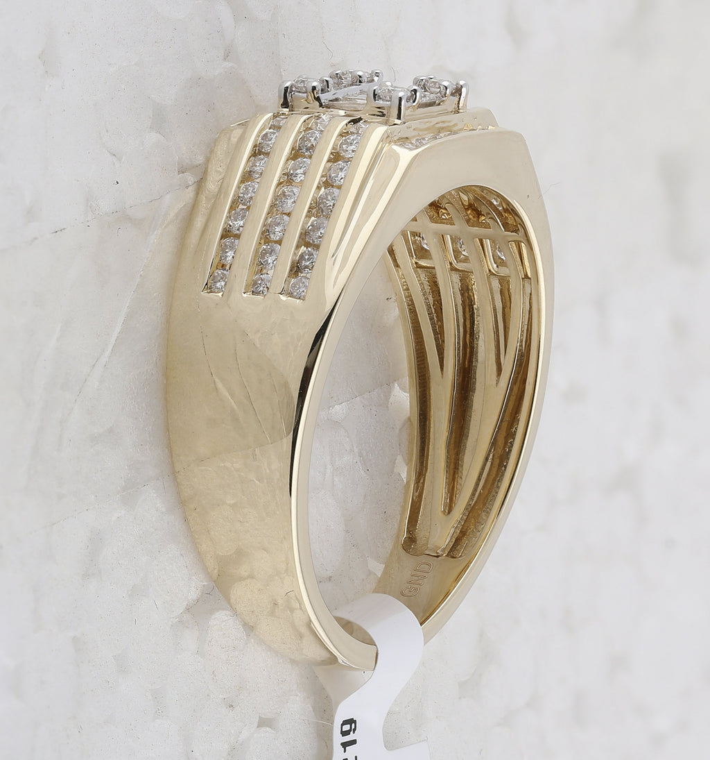 14kt Yellow Gold Mens Baguette Diamond Square Ring 3/4 Cttw