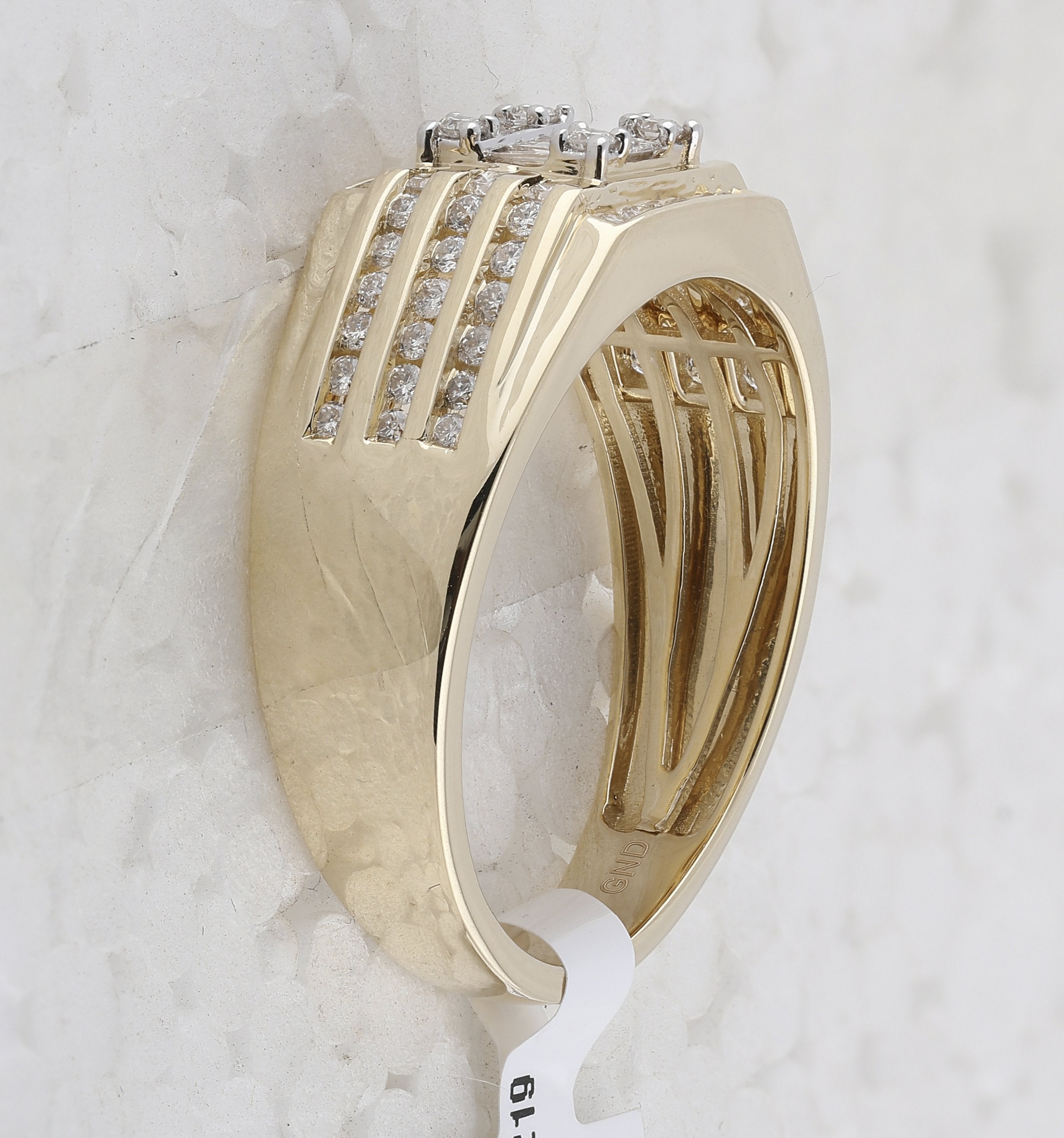 14kt Yellow Gold Mens Baguette Diamond Square Ring 3/4 Cttw