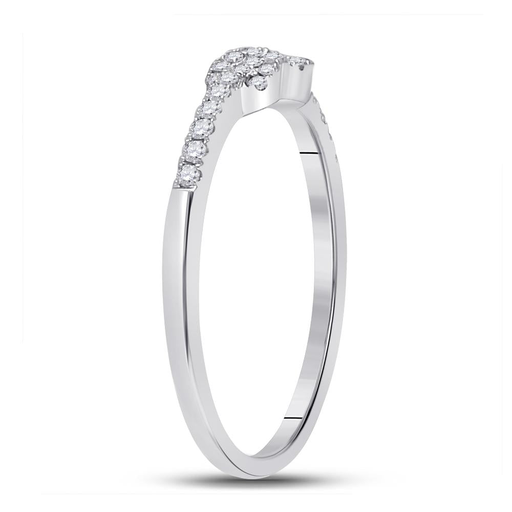 10kt White Gold Womens Round Diamond Knot Stackable Band Ring 1/5 Cttw