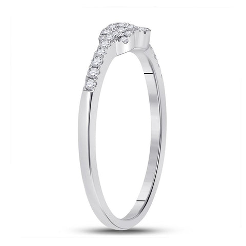 10kt White Gold Womens Round Diamond Knot Stackable Band Ring 1/5 Cttw
