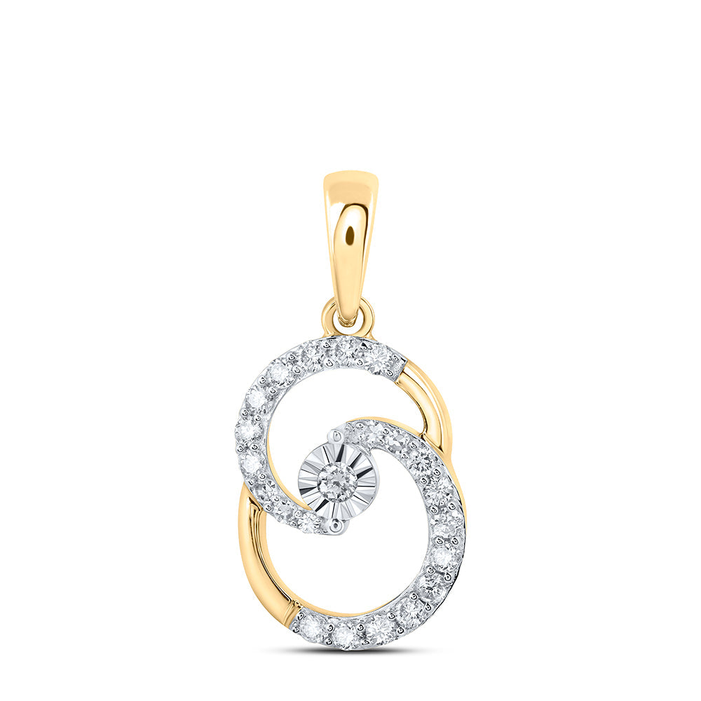 10kt Yellow Gold Womens Round Diamond Fashion Pendant 1/4 Cttw