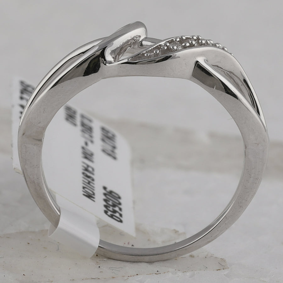 Sterling Silver Womens Round Diamond Twist Fashion Band Ring .03 Cttw