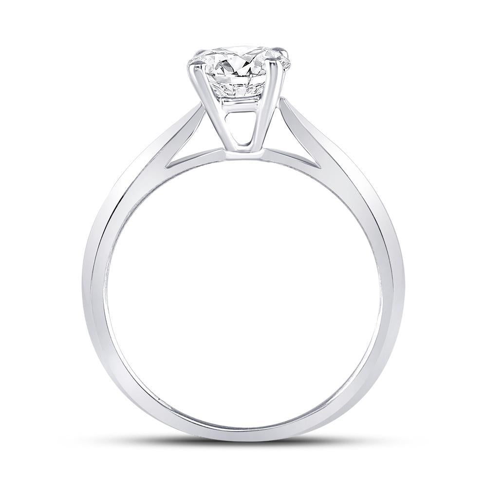 14kt White Gold Womens Round Diamond Solitaire Bridal Wedding Engagement Ring 3/4 Cttw
