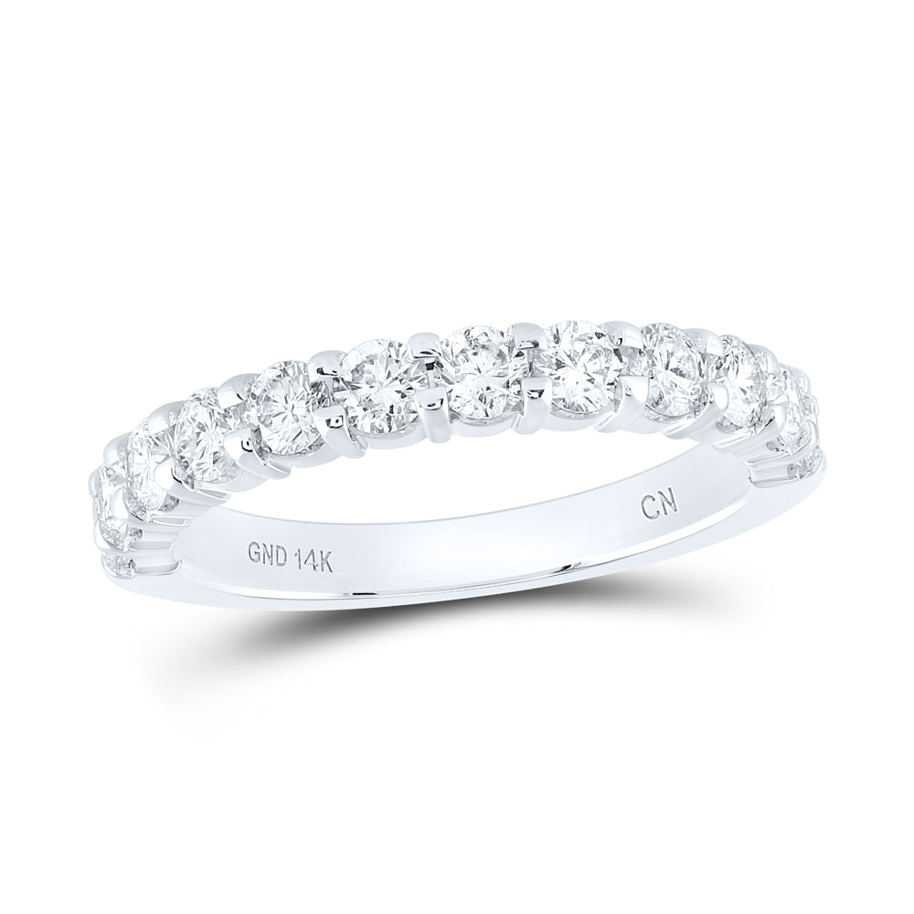 14kt White Gold Womens Machine Set Round Diamond Wedding Band 1 Cttw