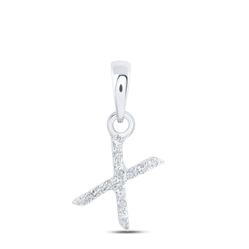 10kt White Gold Womens Round Diamond X Initial Letter Pendant .03 Cttw