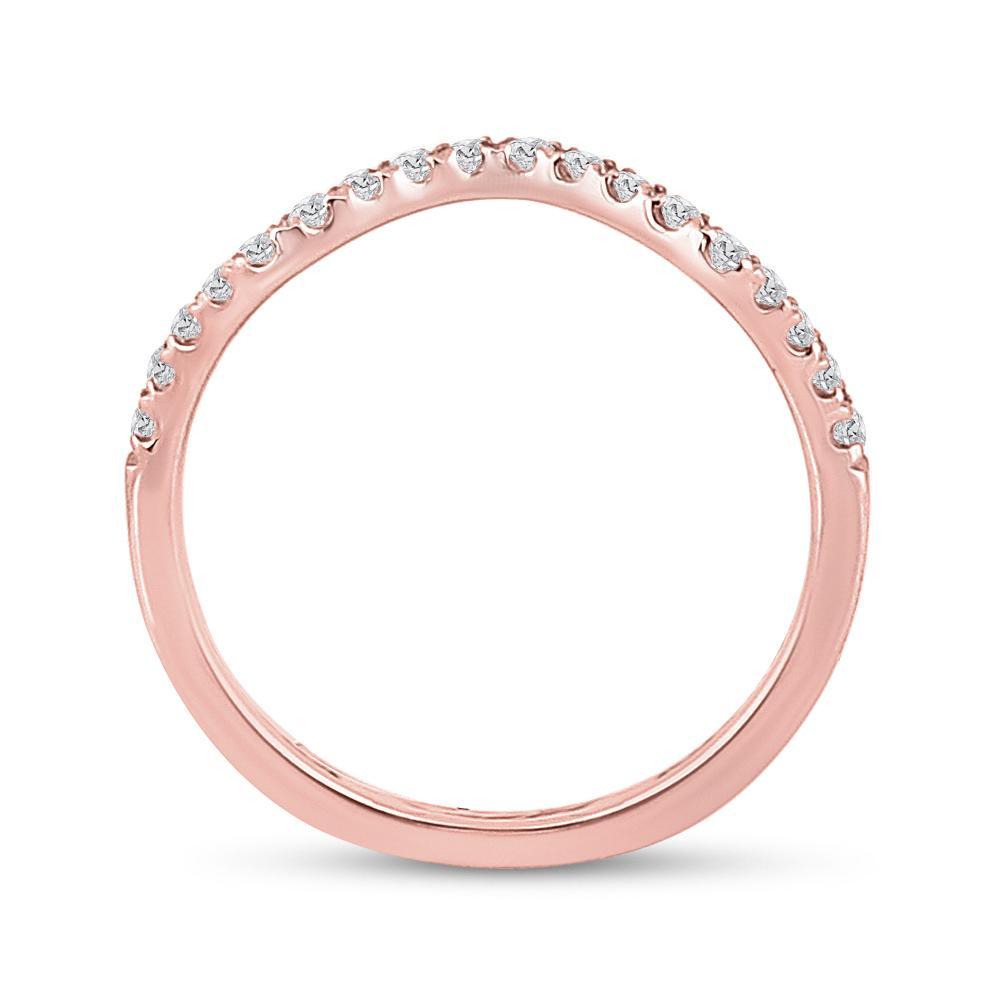 10kt Rose Gold Womens Round Diamond Wedding Curved Enhancer Band 1/5 Cttw