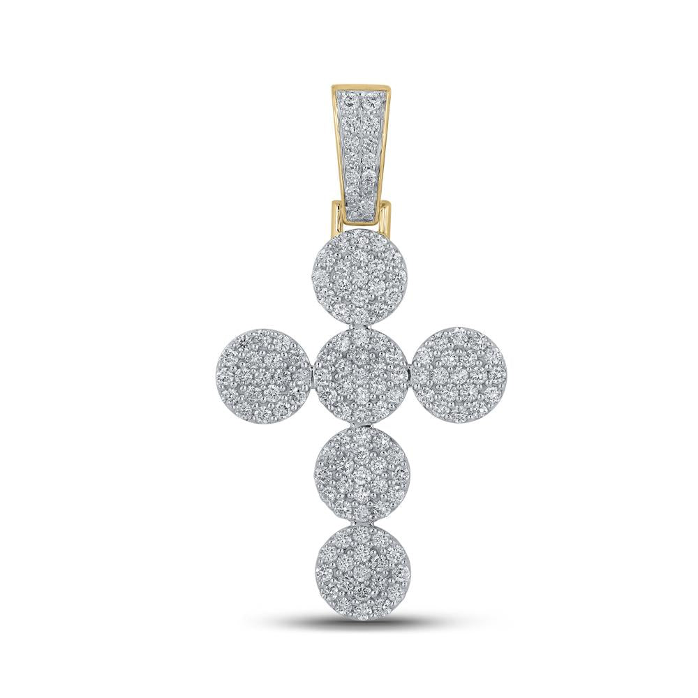 10kt Yellow Gold Mens Round Diamond Cross Charm Pendant 2 Cttw