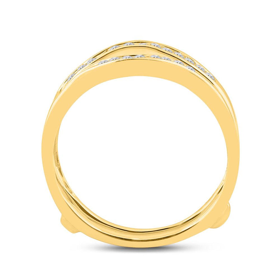14kt Yellow Gold Womens Round Diamond Channel Set Wrap Ring Guard Enhancer 1/4 Cttw