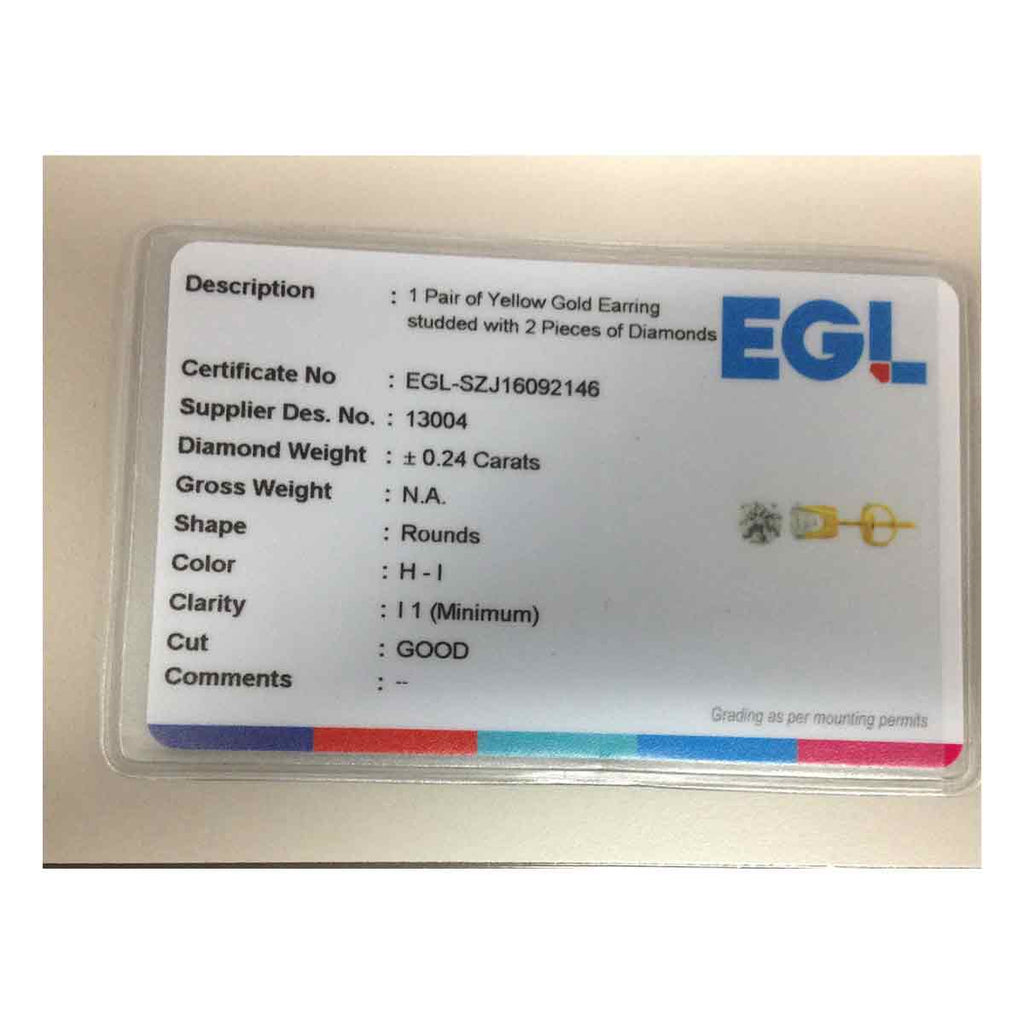 14kt Yellow Gold Womens Round Diamond Solitaire Earrings 1/4 Cttw