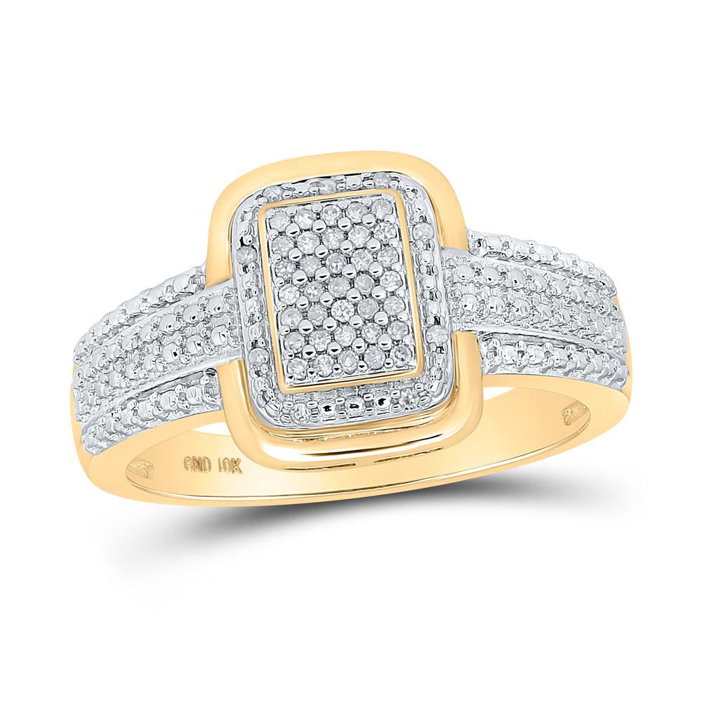 10kt Yellow Gold Womens Round Diamond Cluster Ring 1/10 Cttw