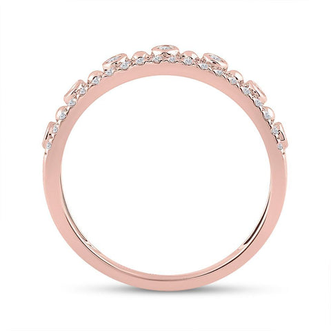 10kt Rose Gold Womens Round Diamond Band Ring 1/5 Cttw