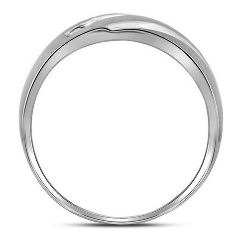 10kt White Gold Mens Round Diamond Single Row Band Ring 1/4 Cttw