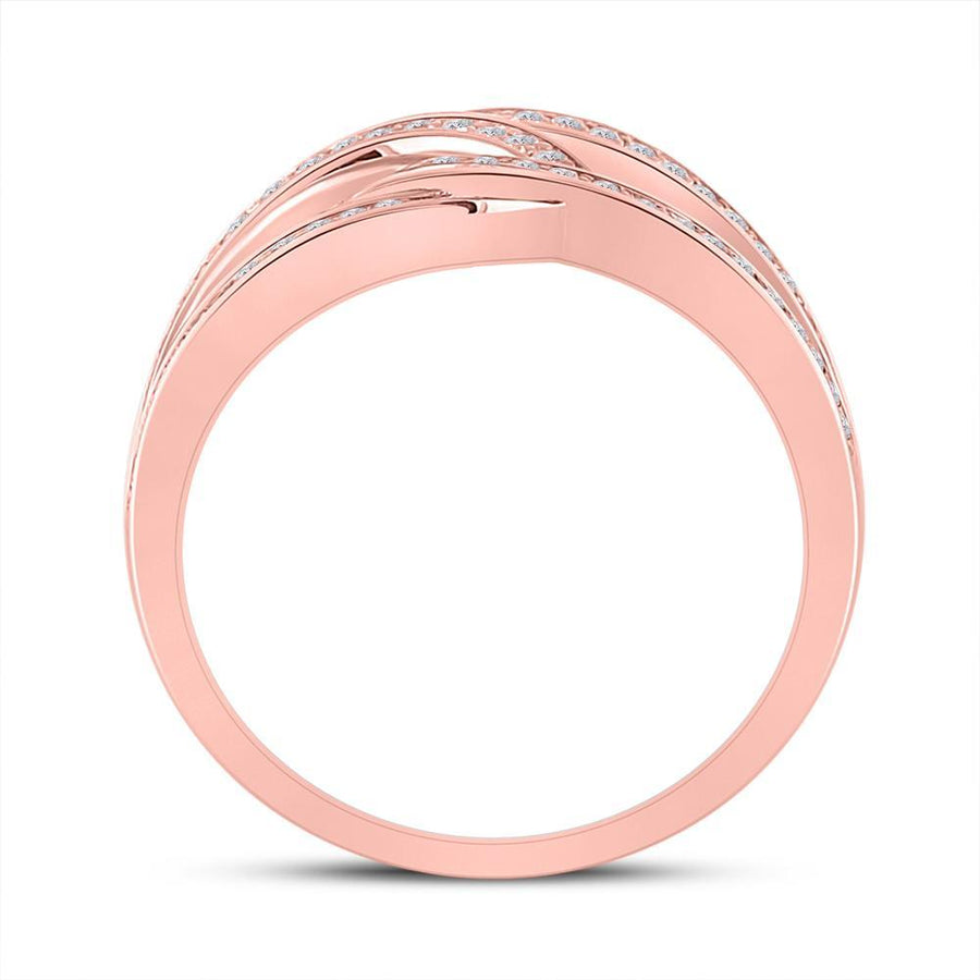 14kt Rose Gold Womens Round Diamond Linked Loop Fashion Ring 1/3 Cttw