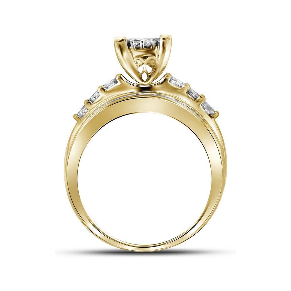 14kt Yellow Gold Princess Diamond Cluster Bridal Wedding Engagement Ring 1/2 Cttw