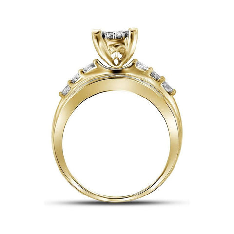 14kt Yellow Gold Princess Diamond Cluster Bridal Wedding Engagement Ring 1/2 Cttw
