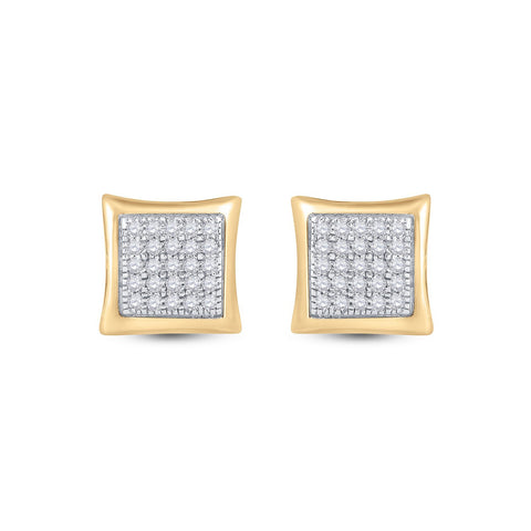 10kt Yellow Gold Round Diamond Kite Square Earrings 1/6 Cttw