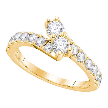 14kt Yellow Gold Round Diamond 2-stone Bridal Wedding Engagement Ring 3/4 Cttw