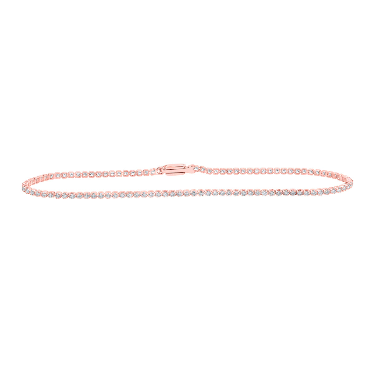 10kt Rose Gold Womens Round Diamond Tennis Bracelet 1-1/5 Cttw