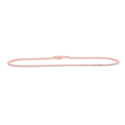 10kt Rose Gold Womens Round Diamond Tennis Bracelet 1-1/5 Cttw
