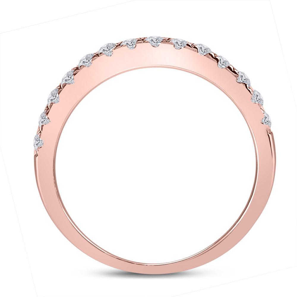 10kt Rose Gold Womens Round Diamond Wedding Single Row Band 1/2 Cttw