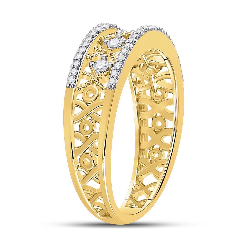 10kt Yellow Gold Womens Round Diamond Band Ring 1/4 Cttw