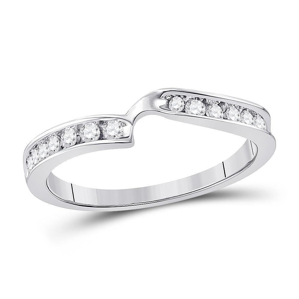 10kt White Gold Womens Round Diamond 2-stone Wedding Band 1/4 Cttw