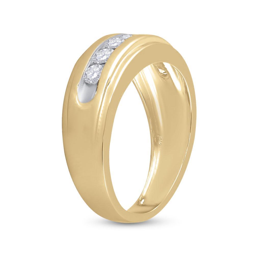 10kt Yellow Gold Mens Round Diamond Wedding Channel-Set Band Ring 7/8 Cttw