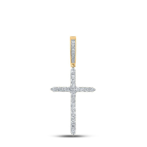 10kt Yellow Gold Mens Round Diamond Cross Charm Pendant 1/2 Cttw